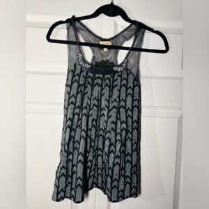 Y2K silence&noise 100% Silk Black and Gray Silk Blend Printed Shell